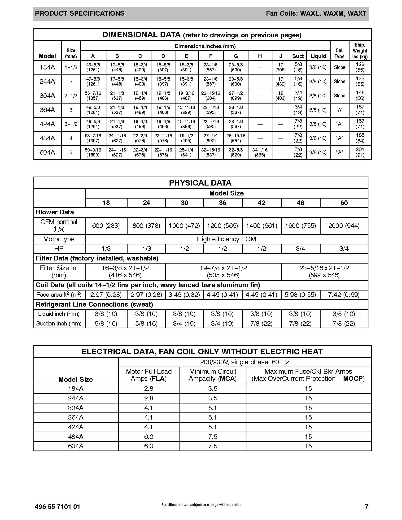 3.5 Ton EcoTemp ECM Motor TXV Air Handler WAXL424A